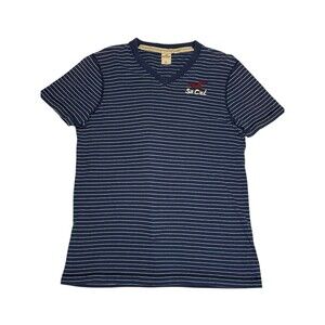 Holister Men’s So Cal Navy Stripes V-Neck T-shirt Large Hipster Streetwear